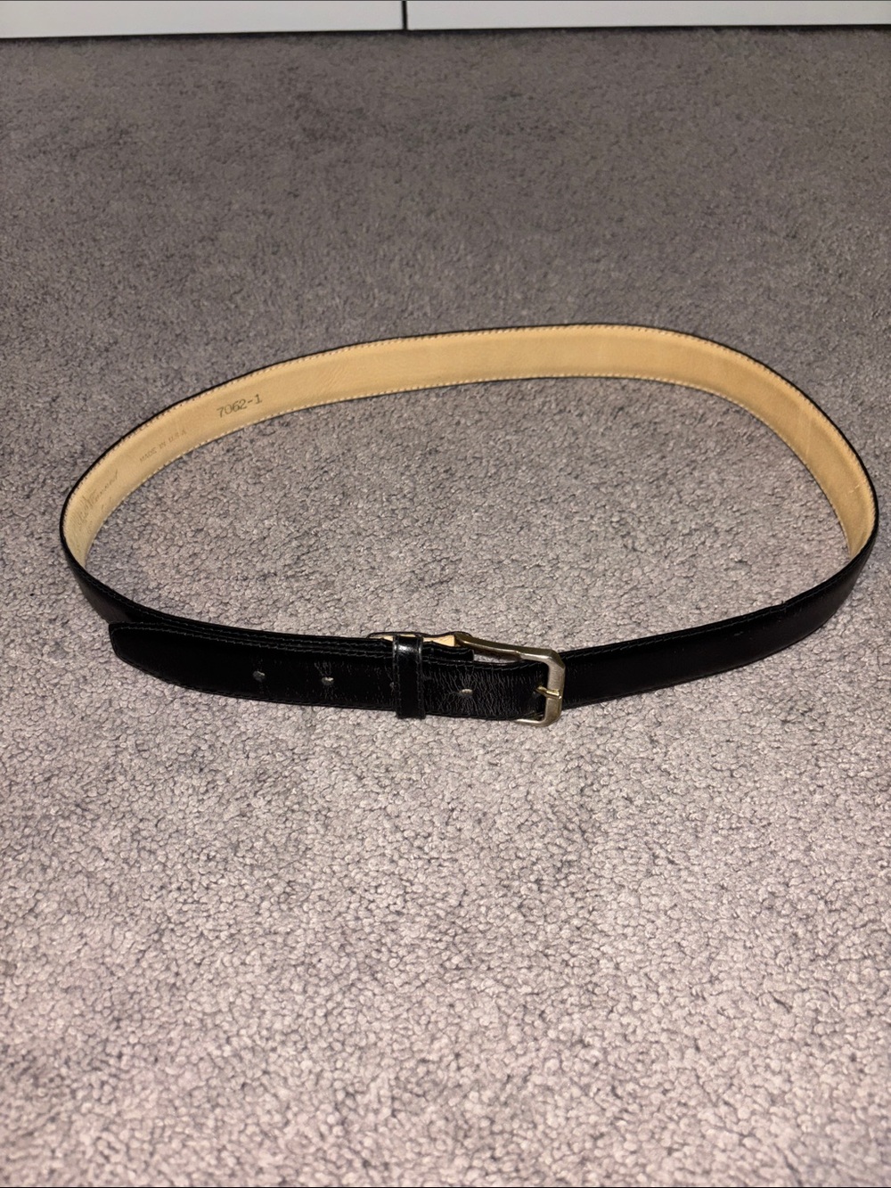 Perry Ellis Black Leather Belt with Gold-Tone Buckle